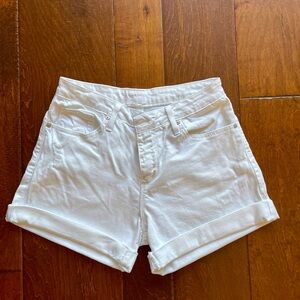 Just Black White Jean Shorts High-Waisted Cuffed